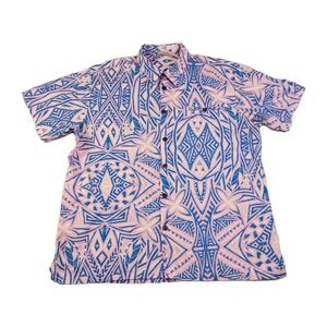 Vtg Alofa Short Sleeve Button Up Shirt Mens 3XL Pink Tribal Resort‎ Cruise Beach